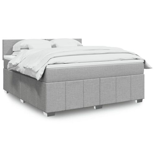 vidaXL Sommier à lattes de lit avec matelas Gris clair 180x200cm Tissu