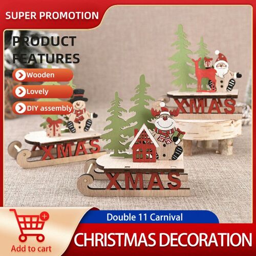 Décorations de Noël en Bois à Fabriquer Soi-Même, Jolis Traîneaux à Assembler, Décor de Fenêtre et Cadeaux Créatifs, Père Noël et Attelage de Cerf