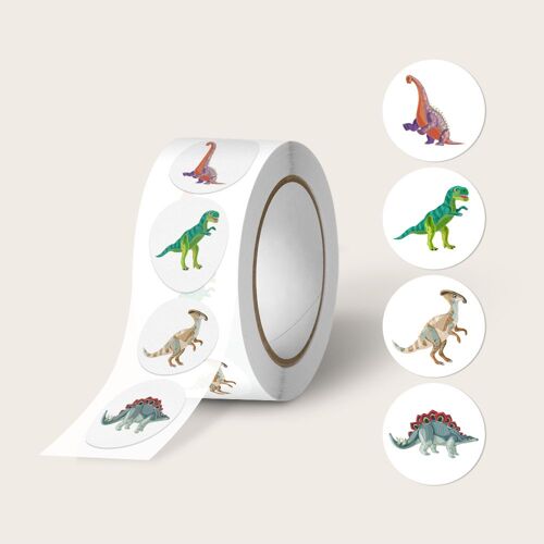Autocollants Ronds De Dinosaures En Rouleau, 500 Pièces/Rouleau, Pour Enfants, Récompense Pour Enseignant, Fournitures Scolaires, Animal, Promotion