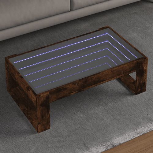 Vidaxl Table Basse Avec Led Infini Chêne Fumé 90x53x30 Cm