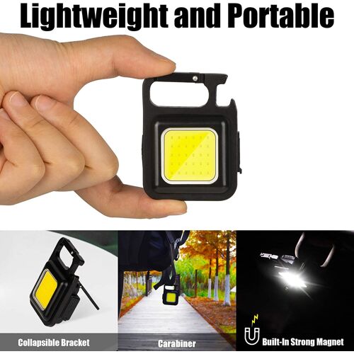 Lampe De Poche Led Portable Cob, Porte-Clés, Lumière De Travail En Plein Air Pour Ouvre-Bouteille Magnétique Puissant, Lumière D'urgence De Camping