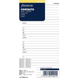 Filofax Recharge Feuilles Contact Papier Blanc