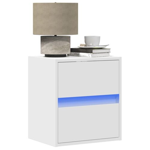 vidaXL Tables de chevet murales avec lumières LED 2 pcs blanc