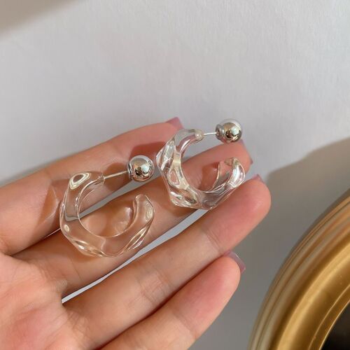 Boucles D'oreilles Géométriques En Diamant Acrylique Transparent, Boucles D'oreilles