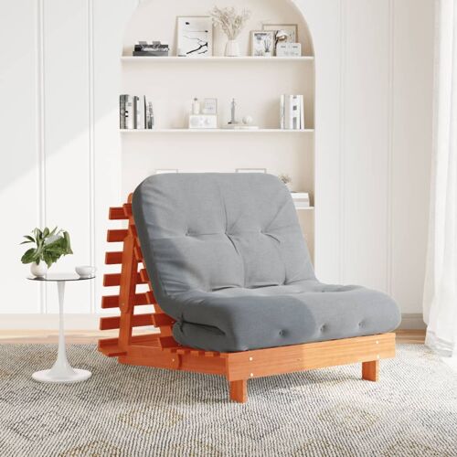 vidaXL Canapé-lit futon avec matelas 80x206x11 cm bois massif de pin