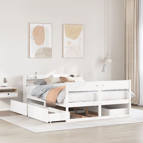 vidaXL Cadre de lit sans matelas blanc 120x190 cm bois de pin massif