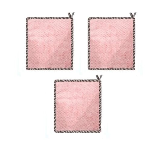 Serviette À Main En Molleton, Chiffon Absorbant Non Pelucheux À Motif D'ananas Rose, Couleur Corail Et À Suspendre, Idéal Pour Le Nettoyage, 3 Paires Par Lot