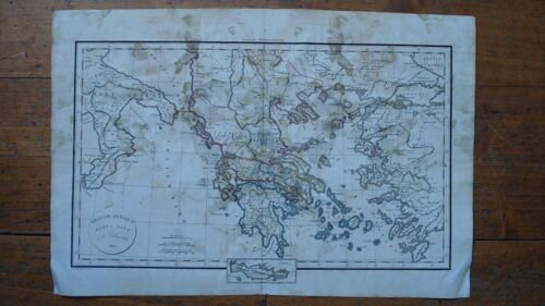 Gravure Carte Geographique Par Felix Delamarche "Graeciae Antiquae 1820"