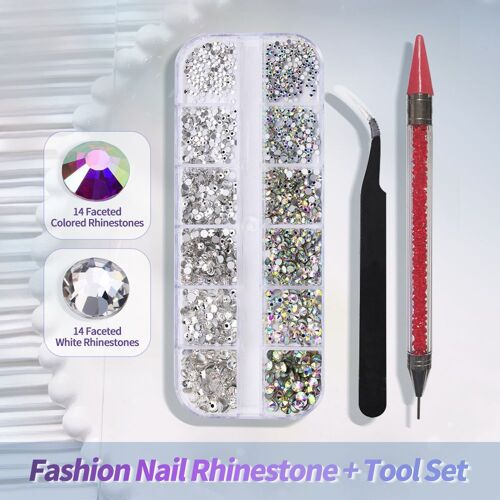 Strass À Ongles Multi-Tailles 3d, Cristal Ab, Décorations Nail Art À Faire Soi-Même, Cristal Diamant, Gemme, Paillettes 3d