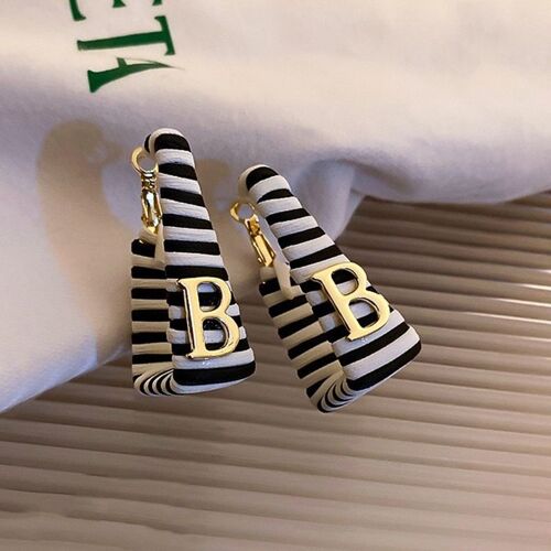 Boucles D'oreilles En Cuir Et Treillis, Bijoux Quotidiens, À La Mode, Lettre B, Vintage