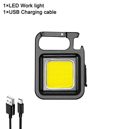 Mini Lampe De Poche Portable À Led, Porte-Clés, Cob, Lumière De Travail, Rechargeable Par Usb, Pour L'extérieur, Le Camping, Allume-Cigare