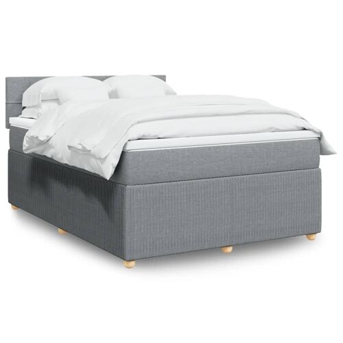vidaXL Sommier à lattes de lit avec matelas Gris clair 160x200cm Tissu