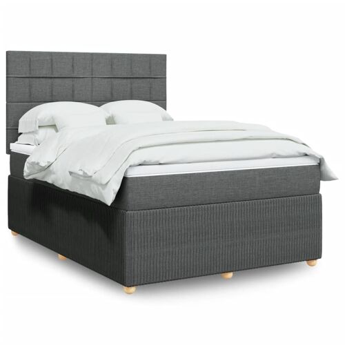 vidaXL Sommier à lattes de lit avec matelas Gris foncé 160x200cm Tissu