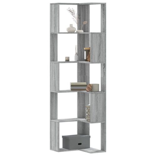 vidaXL Bibliothèque d'angle à 5 niveaux sonoma gris bois d'ingénierie
