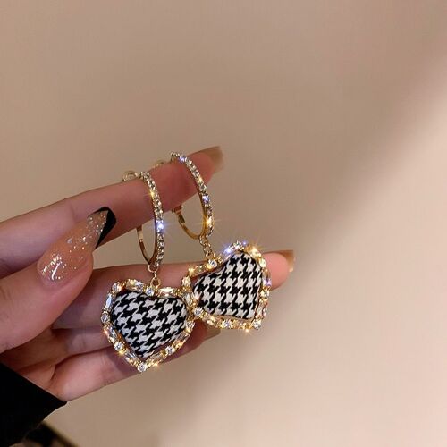 Boucles D'oreilles En Zircon Pour Femme, Bijoux Quotidiens, Classiques, En Treillis, En Forme De Coeur, Goutte D'eau, Strass, Pour Fête