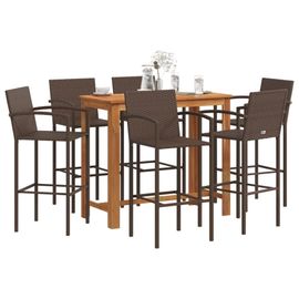 Vidaxl Ensemble De Bar De Jardin 7 Pcs Marron Bois Massif Acacia Rotin