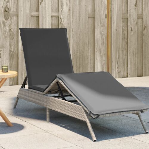 Vidaxl Chaise Longue Avec Coussin Gris Clair Résine Tressée