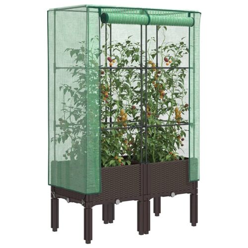 Vidaxl Jardinière Surélevée Avec Housse Aspect Rotin 80x40x140 Cm