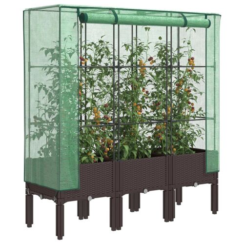 Vidaxl Jardinière Surélevée Avec Housse Aspect Rotin 120x40x140 Cm