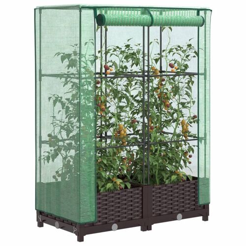 Vidaxl Jardinière Surélevée Avec Housse Aspect Rotin 80x40x123 Cm
