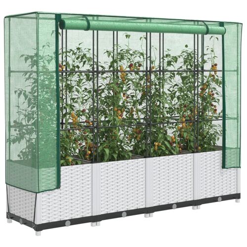 Vidaxl Jardinière Surélevée Avec Housse Aspect Rotin 160x40x138 Cm