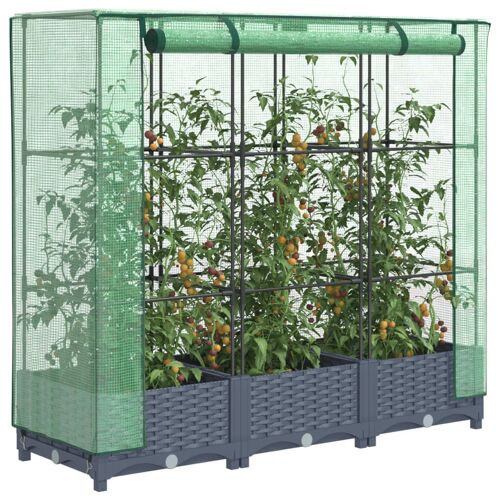 Vidaxl Jardinière Surélevée Avec Housse Aspect Rotin 120x40x123 Cm