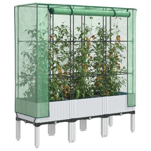 Vidaxl Jardinière Surélevée Avec Housse Aspect Rotin 120x40x140 Cm
