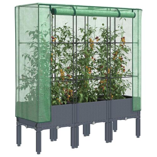 Vidaxl Jardinière Surélevée Avec Housse Aspect Rotin 120x40x140 Cm