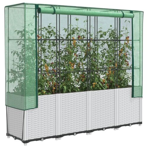 Vidaxl Jardinière Surélevée Avec Housse Aspect Rotin 160x40x153 Cm