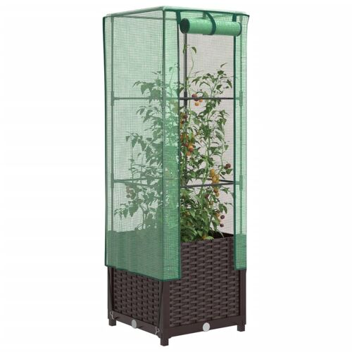 Vidaxl Jardinière Surélevée Avec Housse Aspect Rotin 40x40x139 Cm