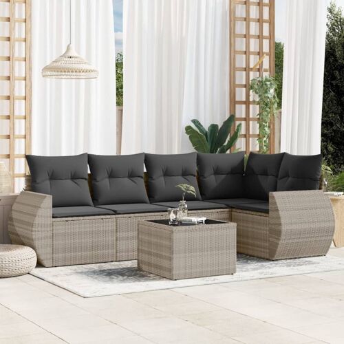 Vidaxl Salon De Jardin 6 Pcs Avec Coussins Gris Clair Résine Tressée