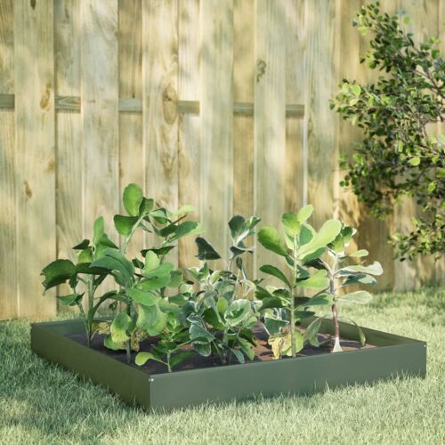 Vidaxl Lit Surélevé De Jardin Vert Olive 100x100x26 Cm Acier
