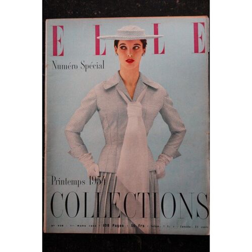Elle 429 1 Mars 1954 - Robe Jacques Fath - Printemps 54 - Geneviève Page Jacqueline Gauthier - 100 Pages - Fashion Vintage