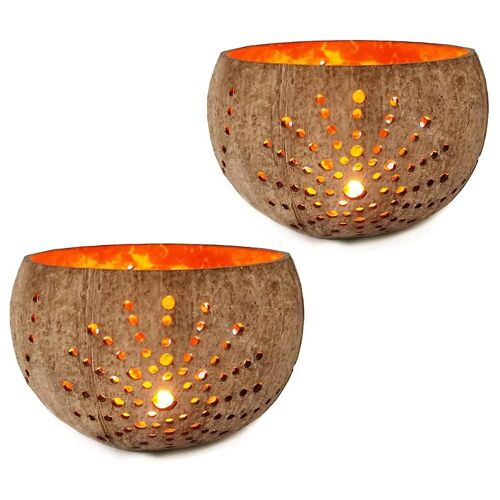 Candle Holders,Handmade Coconut Shell Candle Holder for Tealight Small Pillar Rustic Candle Coconut