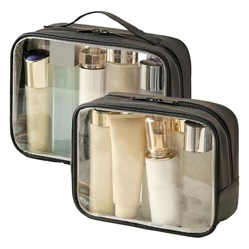 Trousse de toilette transparente,Trousse de maquillage en PVC hydrofuge avec fermetures éclair,Trousse de toilette transparente pour femmes Transpa