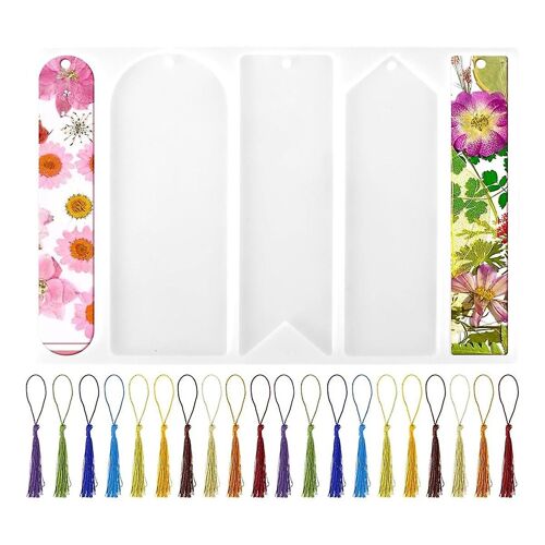 Silicone Bookmark Resin Mold Set,5 Shape Bookmark Mold With 20tassels For Resin Bookmark Supplies