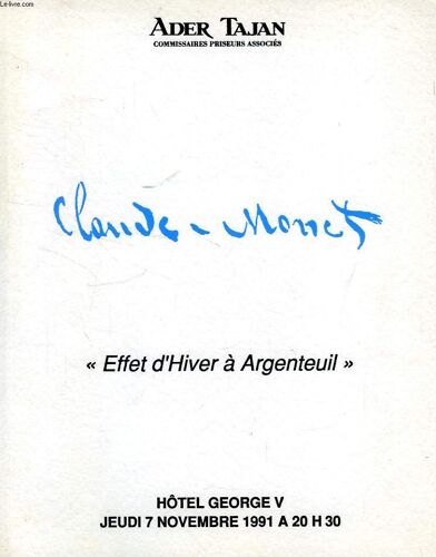 Claude Monet, 'effet D'hiver A Argenteuil' (Catalogue)
