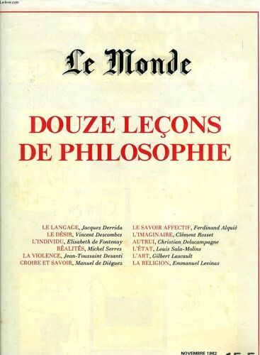 Le Monde, Douze Lecons De Philosophie