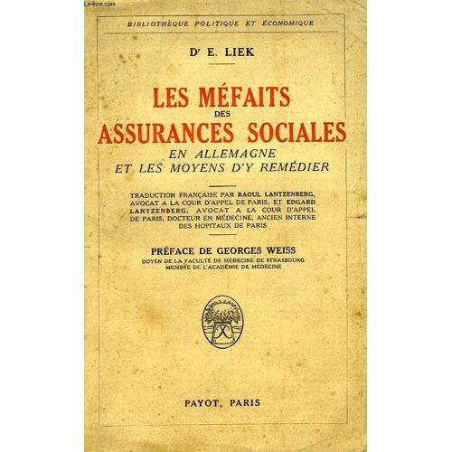 Les Mefaits Des Assurances Sociales En Allemagne Et Les Moyens D'y Remedier