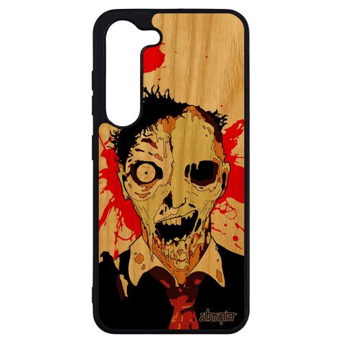 Coque S23+ Plus bois silicone zombie tache de sang telephone mobile case eclaboussure Orange halloween horreur gore Samsung galaxy