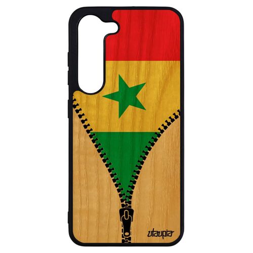 Coque Silicone Drapeau Senegal Senegalais S23+ Plus En Vrai Bois Naturel Veritable Coupe D'afrique Jo Pas Cher Foot Samsung Galaxy