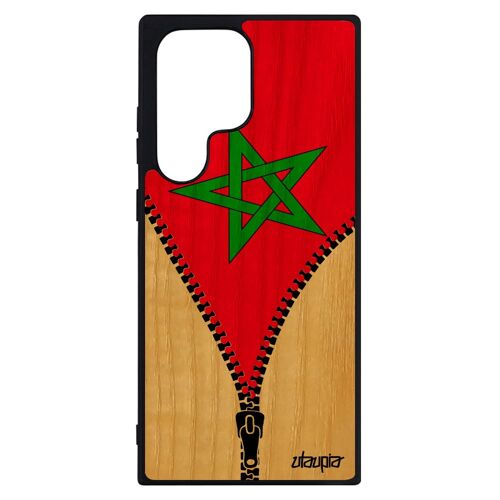 Coque Bois S23 Ultra Silicone Drapeau Maroc Marocain Football Jeux Olympiques Housse Basket Foot Jo Frêne 4g Motif De Samsung Galaxy
