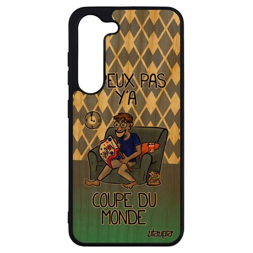 Coque Bois Veritable Pour S23+ Plus Silicone J'peux Pas Y'a Coupe Du Monde Jpeux Drole Je Supporter Sport Humour Foot Samsung Galaxy