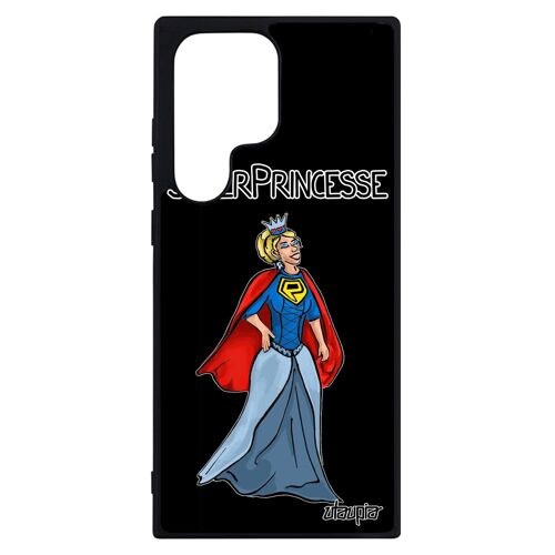 Coque silicone pour S23 Ultra super princesse telephone cadeau d'anniversaire noir de protection motif humour 4G bd Samsung galaxy