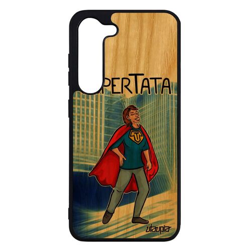 Coque Pour S23 Bois Silicone Super Tata Enfant Personnalisé Comique Original Texte De Protection Bande Dessinée Heros Samsung Galaxy