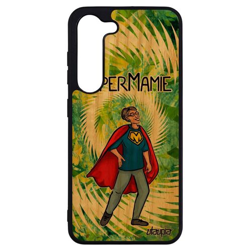Coque Silicone Galaxy S23+ Plus En Bois Veritable Super Mamie Drole Tpu Comics Sm-S916b/Ds Pas Cher Cadeau De Noel Antichoc Samsung