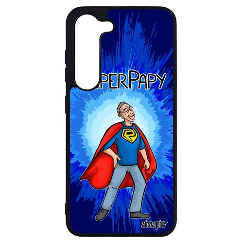 Coque En Silicone Galaxy S23+ Plus Super Papy Drole Bande Dessinée Antichoc Motif Texte Papi Humour Grand Pere Humoristique Samsung