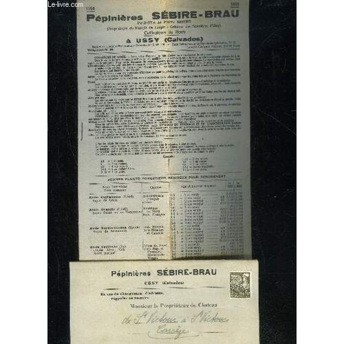 Pepinieres Sebire-Brau - Catalogue 1958 - Envoi Postal