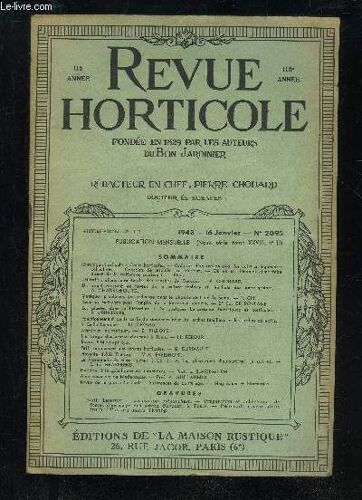 La Revue Horticole 1943 N° 2095 - Chronique Horticole : Cours Horticoles. ¿ Création D'un Service Pour Les Cultures Légumières Collectives. ¿ Concours De Jardinier Au Muséum. ¿ Où En Est ...