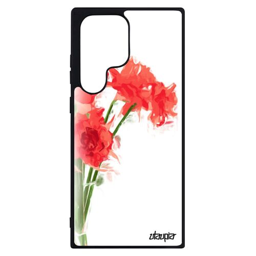 Coque Samsung Galaxy S23 Ultra Silicone Bouquet De Fleurs Noir Telephone Floral Mobile Nature Bumper Rouge Pastel Amour Femme Etui